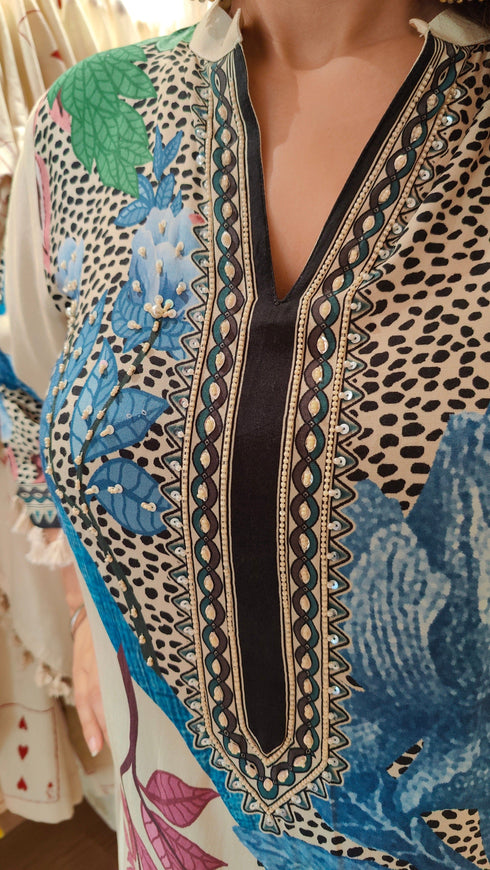 Hand Embroidery Floral Coord Set